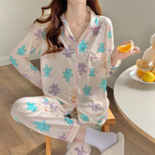 Load image into Gallery viewer, INS Style Cartoon Cute Bear Women's Pajamas Long Sleeve Sweet Casual Long Sleeve Pants Loungewear
