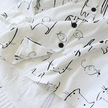 Load image into Gallery viewer, Pencil Cat! Summer New Ladies Pajamas Two-piece Large Size Short-sleeved Shorts Thin 100%Cotton Comic Cartoon Loose Home Service
