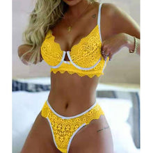 Load image into Gallery viewer, Women Sexy Lace Wireless Bowknot Bra Thong Lingerie Underwear Pajamas Set
