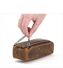 Load image into Gallery viewer, Portable Double Zipper Leather Pencil Case for Adult Retro Pencil Box
