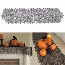 Load image into Gallery viewer, Halloween Black Lace Tablecloth Fireplace Cover Spider Web Party Decoration Haunted House Decor
