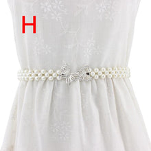 Load image into Gallery viewer, Women Chain Dress Belt Elegant Ladies Waistband Pearl Beads Elastic Belt Waist White Belt Stretchy
