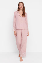 Load image into Gallery viewer, Powder Lace Detailed Woven Pajamas Set THMAW22PT0138
