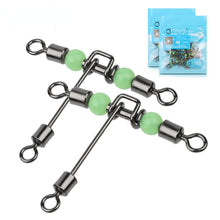 Load image into Gallery viewer, Fishhook 20pcs Fishing Swivel Connector Bearing Rolling 3 Way T Shape Fishhook Lure Line Connector Fishing Tackle Luminous Beads
