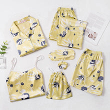 Load image into Gallery viewer, 7 Pcs Woman Pajama Set Nightdress+Top+Long Short Pant Set Striped Sexy Female Pajamas
