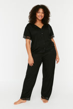 Load image into Gallery viewer, Black Lace Knitted Pajamas Set TBBSS22PT0623
