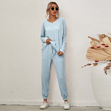 Load image into Gallery viewer, Women's Home Pajamas Set Long Sleeve Round Collar Tops + Trousers Two Piece Sets Ladies Casual Suits
