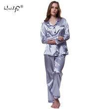 Load image into Gallery viewer, Women's Silk Satin Pajamas Set Long Sleeve Button-Down Sleepwear Loungewear New
