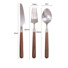 Load image into Gallery viewer, 4pcs/Set Walnut Wooden Handle Knife and Fork Japanese Retro Western Food Tableware Set
