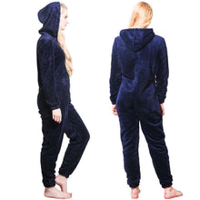 Load image into Gallery viewer, Women Spring Autumn Early Winter Hooded Jumpsuit Solid Color Coat Warm Thick Solid Color Casual Romper Zipper Up Lady Pajamas
