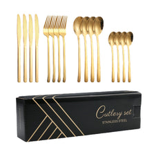 Load image into Gallery viewer, Western Food Knife and Fork 24-Piece Set Steak Knife and Fork round Spoon Stainless Steel Spoon
