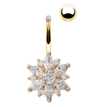 Load image into Gallery viewer, Stainless Steel Green Flower Crystal Navel Bars  Belly Button Ring Navel Piercing Jewelry
