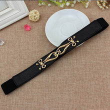 Load image into Gallery viewer, Female Elastic Waist Belt for Female Dress Gold Buckle Belt Fashion Leather Strap
