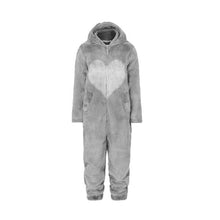 Load image into Gallery viewer, Women Spring Autumn Hooded Jumpsuit Love Print Coat Warm Casual Romper Lady Home Zipper Pajamas
