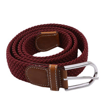 Load image into Gallery viewer, Elastic Pin Buckle Woman Waistband Solid Strap Man Canvas Knitting Waist Belt
