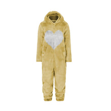 Load image into Gallery viewer, Women Spring Autumn Hooded Jumpsuit Love Print Coat Warm Casual Romper Lady Home Zipper Pajamas
