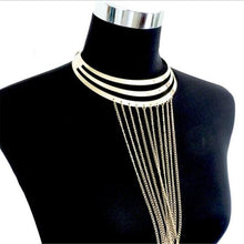 Load image into Gallery viewer, European and American Metal Large Collar Necklace Exaggerated Personality Tassel Body Chain
