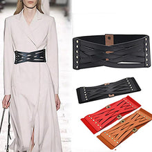 Load image into Gallery viewer, Elastic Wide Girdle Elastic Decoration Double Buckle Belt Down Jacket Dress Belt
