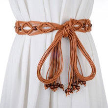 Load image into Gallery viewer, Fashion All-match Ladies Belt Retro Hand-woven Wide Waist Chain Knotted Beaded Belt
