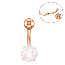 Load image into Gallery viewer, Opal Belly Button Ring Barbell Surgical Steel Navel Piercing Body Jewelry Punk Jewelry Navel Rings
