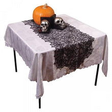 Load image into Gallery viewer, Halloween Black Lace Tablecloth Fireplace Cover Spider Web Party Decoration Haunted House Decor

