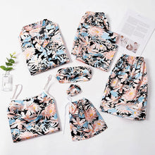 Load image into Gallery viewer, 7 Pcs Woman Pajama Set Nightdress+Top+Long Short Pant Set Striped Sexy Female Pajamas
