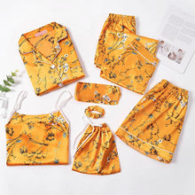 Load image into Gallery viewer, 7 Pcs Woman Pajama Set Nightdress+Top+Long Short Pant Set Striped Sexy Female Pajamas
