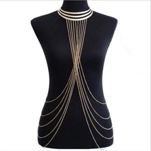 Load image into Gallery viewer, European and American Metal Large Collar Necklace Exaggerated Personality Tassel Body Chain
