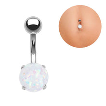 Load image into Gallery viewer, Navel Rings Crystal Belly Button Ring Bar Body Piercing Jewelry 16G Opal Navel Button Belly Rings
