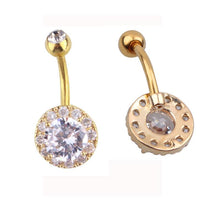 Load image into Gallery viewer, Navel Ring Round Zircon Belly Button Ring Body Piercing Jewelry 316L Stainless Steel Navel Ring
