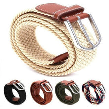 Load image into Gallery viewer, Men's Causal Leather Covered Buckle Woven Elastic Stretch Golf Wide Canvas Belts
