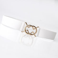 Load image into Gallery viewer, Ladies Solid Color Elastic Belt Gold Round Buckle Belt Fashion Belt Dress Jacket

