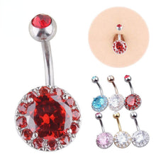Load image into Gallery viewer, Navel Ring Round Zircon Belly Button Ring Body Piercing Jewelry 316L Stainless Steel Navel Ring
