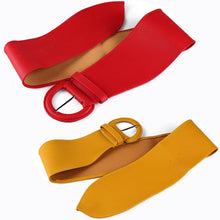 Load image into Gallery viewer, Waist Belts Wide Leather Blouse Dresses Buckle Ladies Black Red Yellow Camel Long Belt for Women
