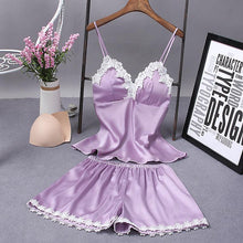 Load image into Gallery viewer, Woman Sexy Lace Pajamas Nightdress Shorts Twinset Sleepwear
