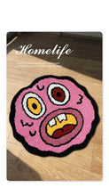 Load image into Gallery viewer, Cherry Bomb Rug Pink Handmade Tufted Carpet Room Decor Kawaii Rug Small Rugs for Bedroom Cartoon Circle Punch Needle Rug

