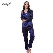 Load image into Gallery viewer, Women's Silk Satin Pajamas Set Long Sleeve Button-Down Sleepwear Loungewear New
