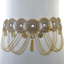 Load image into Gallery viewer, Belly Piercing Dance Belt Waist Sexy Metal Flower Crystal Coin Tassel Body Chain Jewelry
