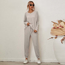 Load image into Gallery viewer, Women's Home Pajamas Set Long Sleeve Round Collar Tops + Trousers Two Piece Sets Ladies Casual Suits
