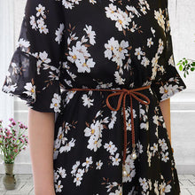 Load image into Gallery viewer, Fashion Woven Leather Dice Dress Imitation Pearl Thin Belt
