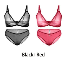 Load image into Gallery viewer, Varsbaby Sexy Ladies See-through Plus Size Bra Low Waist Panties 2Pcs
