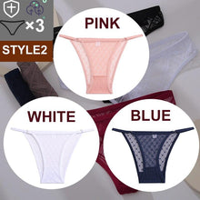 Load image into Gallery viewer, 3PCS/Set Sexy Floral Transparent Women Thongs G-string Lingerie Lace Panties Low-Waist Femme Girls Briefs Mesh Panties M-2XL
