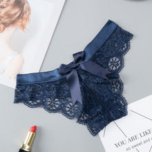 Load image into Gallery viewer, Lady Amazing Lingerie Lace G String Underwear Female T-back Sexy Fashion Thong Ladies Back Bow Transparent Panties
