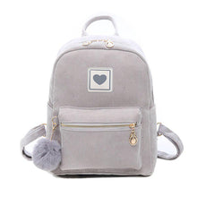Load image into Gallery viewer, Fashion Women Schoolbags Shoulder Cute Hairball Corduroy Backpack Female Zipper Bag Girl Mochila Bag
