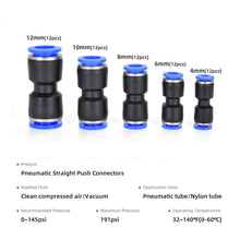 Load image into Gallery viewer, 60PCS/Box Set Air Straight Pneumatic Fittings PU Water Pipes Quick Release Connector PU-4-6-8mm Plastic Hose Couplings
