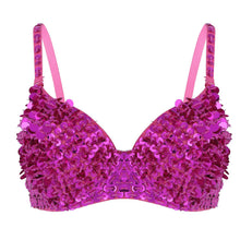 Load image into Gallery viewer, Women's Tribal Glitter Sparkle Belly Dance Beaded Sequined Bra Top
