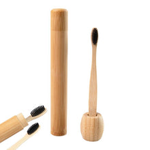 Load image into Gallery viewer, 1set Natural Bamboo Toothbrush Adult Child Portable Tooth Brush Travel Holder Set Washable
