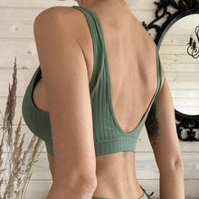 Load image into Gallery viewer, Sexy Women's Bra Crop Top Female Seamless Underwear No-Padded Autumn Camisole Deep V Lingere Daily Sports Ribbed Tanks
