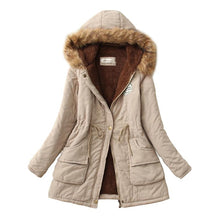 Load image into Gallery viewer, Women Winter Fashion Cotton Jacket Coat Parka Short Fur Collar Hooded Zipper Fleece Solid Pocket Black S-XXXL
