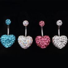Load image into Gallery viewer, Heart Double Side Belly Piercing Rings Surgical Steel Crystal Disco Ball Belly Button Ring Navel Piercing Body Jewelry

